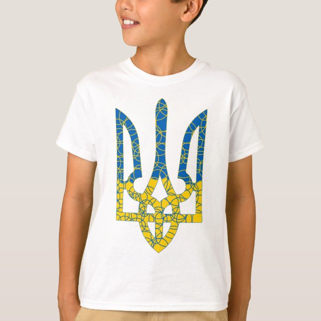 T-shirt Un trident ukrainien texturé drapeau d'Ukraine cou (Devant)