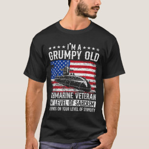T-shirt Un vétéran de sous-marin grincheux Drapeau USA Sou