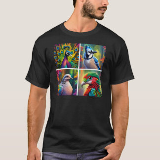 T-shirt Una diseño con 4 aves