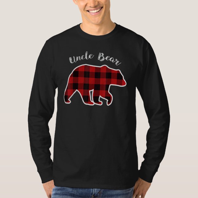 T-shirt UNCLE BEAR  Men Red Plaid Christmas Pajama Family  (Devant)