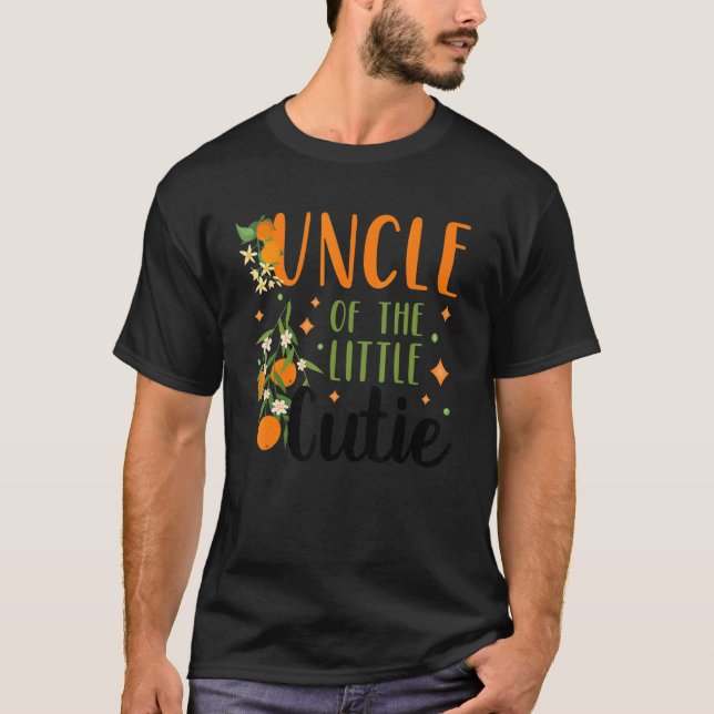 T-shirt Uncle Little Cutie Baby shower Orange 1er annivers (Devant)
