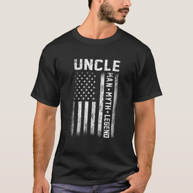 T-shirt Uncle Man Myth Legend American Flag Father's Day (Devant)