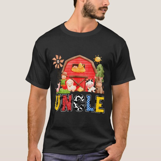 T-shirt Uncle Red Farm Cow Birthday Boy Matching Family Pa (Devant)