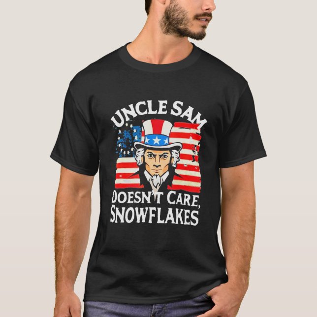T-shirt UNCLE SAM DOESN'T CARE SNOWFLAKES Funny American (Devant)