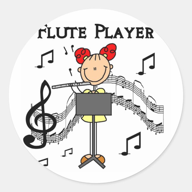 T - Shirt und Geschenke für Flötenspieler Runder Aufkleber (Vorderseite)