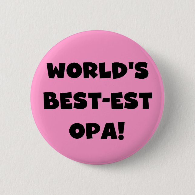 T - Shirt und Geschenke für Opa Black Text weltwei Button (Vorderseite)
