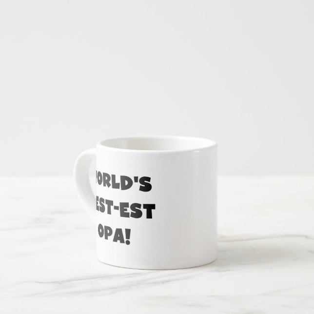 T - Shirt und Geschenke für Opa Black Text weltwei Espressotasse (Vorderseite Links)