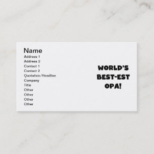 T - Shirt und Geschenke für Opa Black Text weltwei Visitenkarte