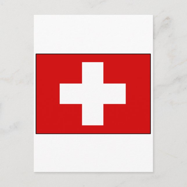 T - Shirt und Geschenke unter Schweizer Flagge Postkarte (Vorderseite)