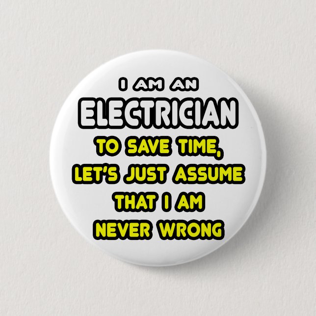 T - Shirt und Geschenke von Funny Electrician Button (Vorderseite)