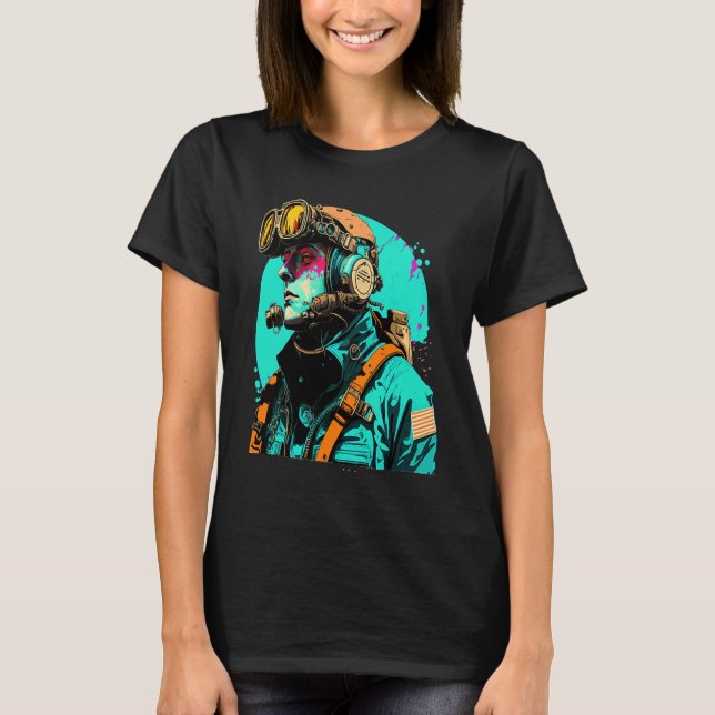 T-shirt Underwater Photographer Pop Style Scuba Diver Dad  (Devant)