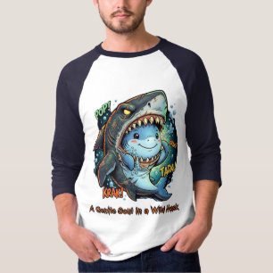 T-shirt Une âme douce dans un masque sauvage Requin mignon