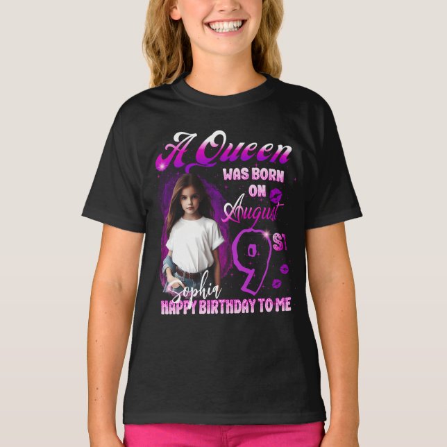 T-shirt Une Aueen est née en août Anniversaire fille (Devant)