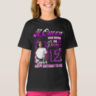 T-shirt Une Aueen est née en décembre Anniversaire Fille