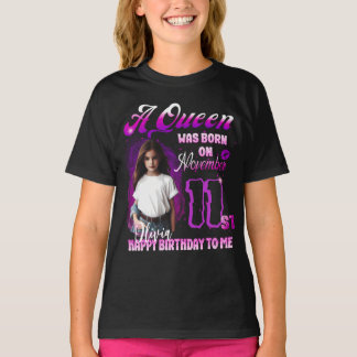 T-shirt Une Aueen est née en novembre Fille d'anniversaire