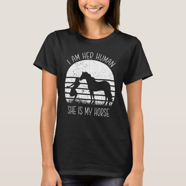 T-shirt Une Belle Humaine Elle Est Mon Cheval Rider Dit (Devant)