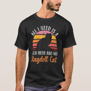 T-shirt Une bière froide et un chat Ragdoll Kitty Alcooli