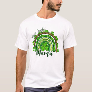 T-shirt Une Chanceuse Mama Irlandais Rainbow Leopard Patri
