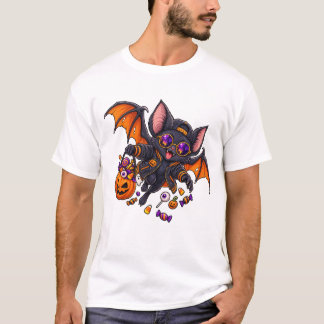 T-shirt Une chauve-souris dans une casquette et une veste 