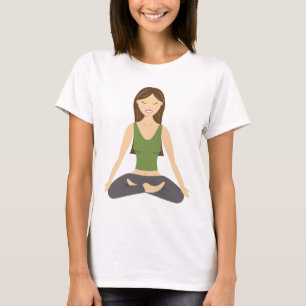 T-shirt Une Femme De Yoga À Lotus Pose
