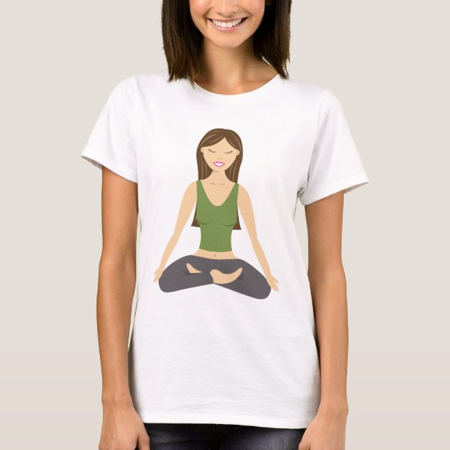T-shirt Une Femme De Yoga À Lotus Pose (Devant)