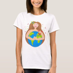 T-shirt Une femme embrasse la planète Terre