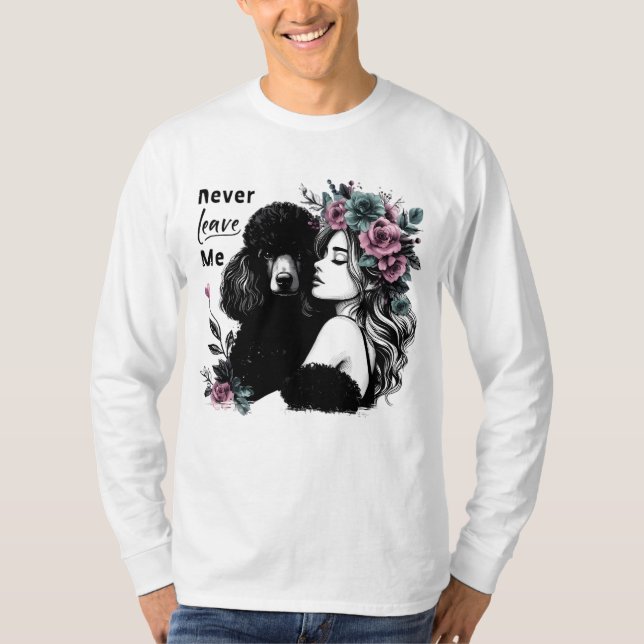 T-shirt Une Femme Qui Accroche Le Poodle Aux Fleurs (Devant)