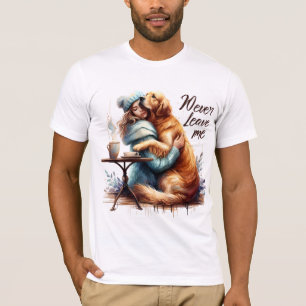 T-shirt Une femme qui serre le chien dans ses bras