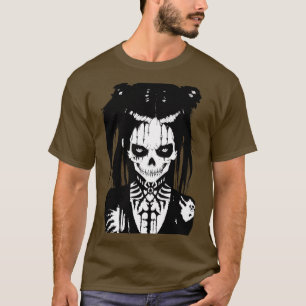 T-shirt Une fille à l'air sinistre dans l'art blanc