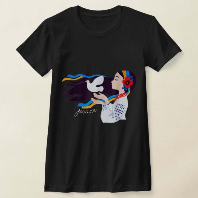 T-shirt Une fille colombe de paix soutient l'Ukraine souti (Poser)
