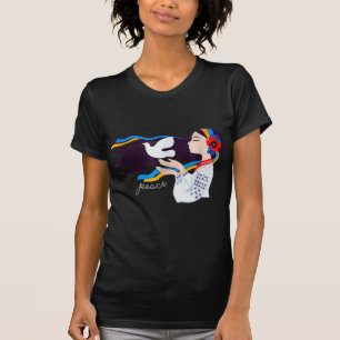 T-shirt Une fille colombe de paix soutient l'Ukraine souti