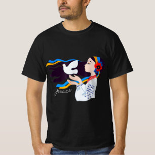 T-shirt Une fille colombe de paix soutient l'Ukraine souti