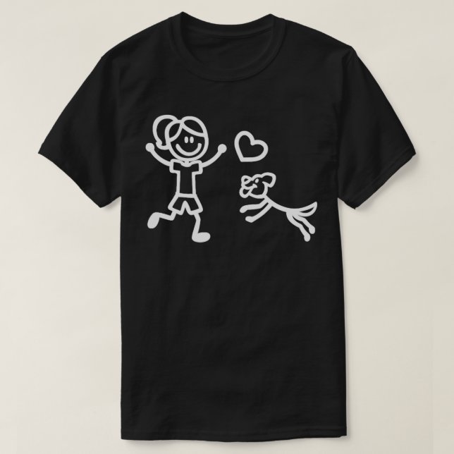 T-shirt Une fille et son bâton de chien (Design devant)