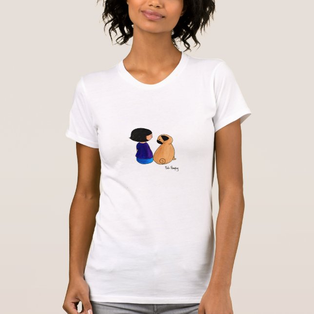 T-shirt Une fille et son carlin (Devant)
