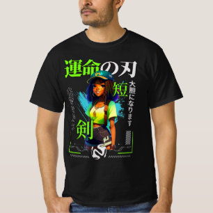 T-shirt Une Fille Qui Aime Anime Black Girl Game Lovers