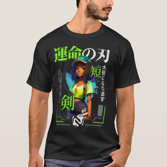 T-shirt Une Fille Qui Aime Anime Black Girl Game Lovers (Devant)