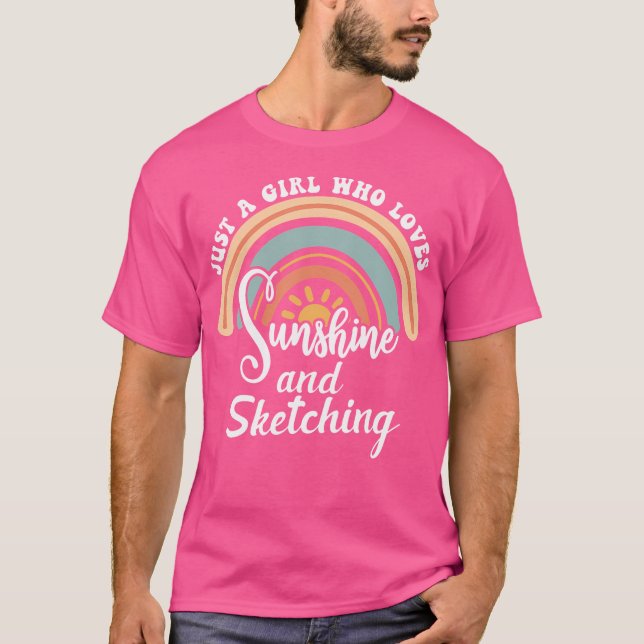 T-shirt Une Fille Qui Aime Le Soleil Et Le Sketching (Devant)
