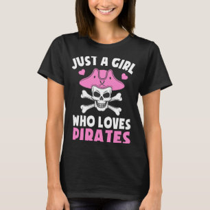 T-shirt Une fille qui aime les crânes de pirates mignons f