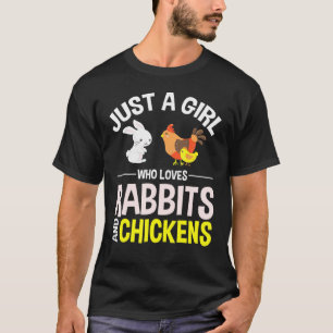 T-shirt Une Fille Qui Aime Les Lapins Et Les Poulets Migno