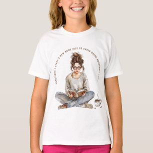 T-shirt Une fille qui aime un livre avec du café, éviter