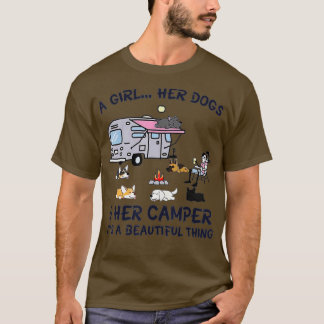 T-shirt Une Fille Ses Chiens Et Son Camper Dons De Camping