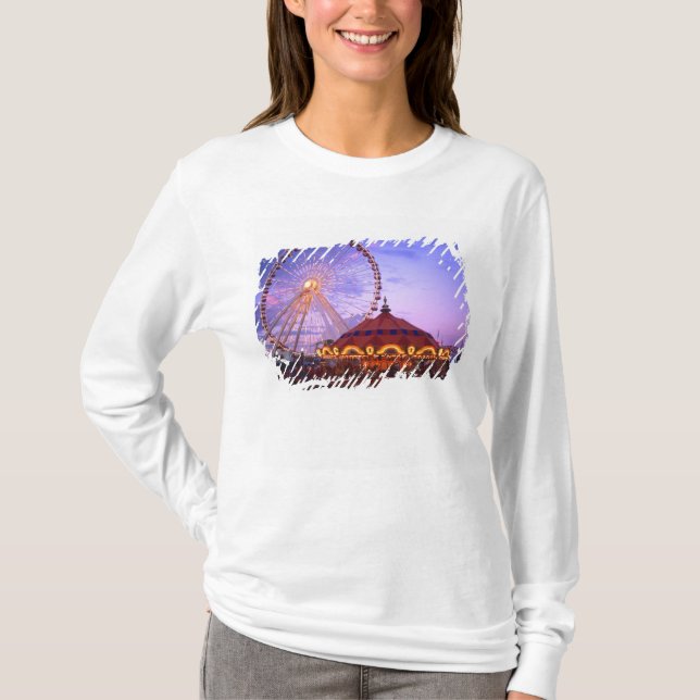 T-shirt Une grande roue et un carrousel au Navy Pier de (Devant)