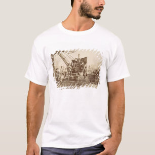 T-shirt Une grue de vapeur en fonction pendant le bâtimen