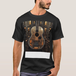 T-shirt Une Guitare Rétro-Futuriste À L'Air Acoustique