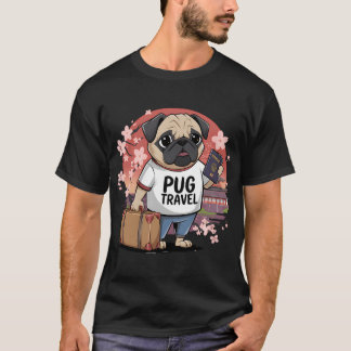 T-shirt Une illustration d'un pug portant un avec le texte