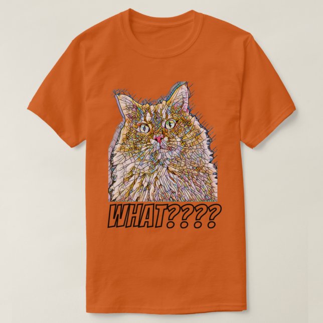 T-shirt Une image d'un chat avec un regard surpris dans un (Design devant)
