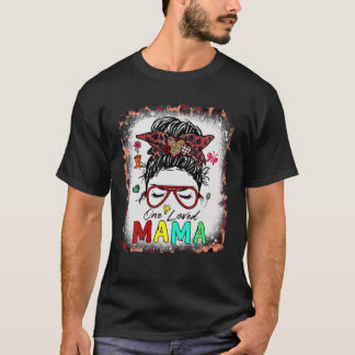 T-shirt Une maman aimée Messy Bun Cheveux Bleached Happy V