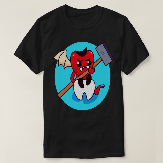 T-shirt Une Mauvaise Toothache Cute Little Demon Vector Ar (Design devant)