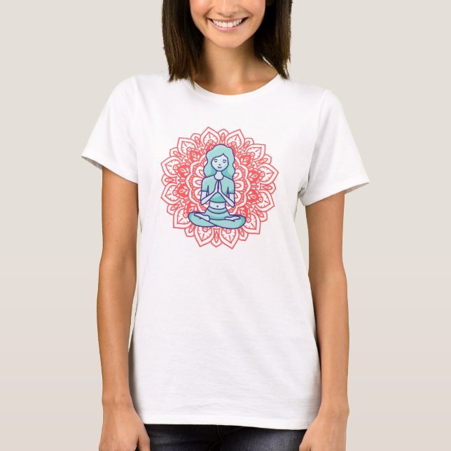 T-shirt Une méditation de fille de yoga (Devant)