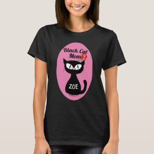 T-shirt Une mère de chat noire personnalisée avec la ros